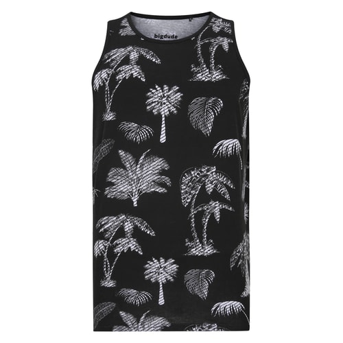 Bigdude Floral Print Vest Black